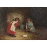 Robert Gemmell Hutchison, THE KITTEN'S BREAKFAST, oil on canvas