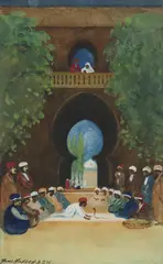 ARAB QUARTER, ORAN, ALGERIA by Hans Jacob Hansen, watercolour, sold Apr 2022