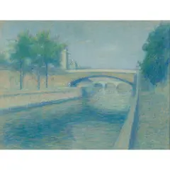 Achille Laugé, VIEW OF THE SEINE IN PARIS, pastel