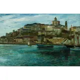 John Reid, COASTAL VILLAGE, ITALY, oil on canvas