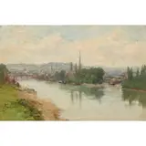 David Farquharson, ON THE SEINE, ROUEN, oil on board