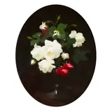 Stuart Park, STILL LIFE OF RED AND YELLOW ROSES, oil on canvas, oval