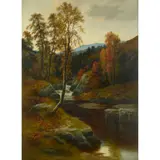William Beattie-Brown, AUTUMN EVENING IN A HIGHLAND GLEN, MEIGDALE, SUTHERLAND, oil on canvas