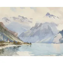 Charles Oppenheimer, THE HEAD OF LAKE LUCERNE, watercolour