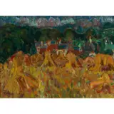William George Gillies, STOOKS, TEMPLE, oil on canvas