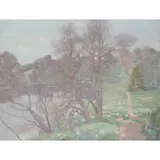 George Houston, ON THE RIVER BANK, oil on canvas