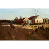 John Reid Murray, A BUSY FARMYARD SCENE, oil on canvas