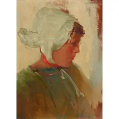 Robert Brough, THE LACE BONNET, Oil on panel