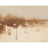 Arthur Melville, REEDS, DUDDINGSTON LOCH, WINTER, watercolour