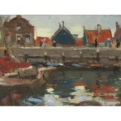 Robert Brough, ON THE QUAYSIDE, Oil on panel