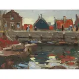 Robert Brough, ON THE QUAYSIDE, Oil on panel