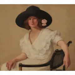 Dorothy Johnstone, THE BLACK HAT, oil on canvas