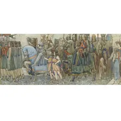 Eric Robertson, QUEEN GUINEVERE ENTERING THE COURT OF KING ARTHUR, Watercolour