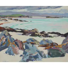 Francis Cadell, IONA, EAST BAY - THE LITTLE ISLAND AND MULL, oil on board