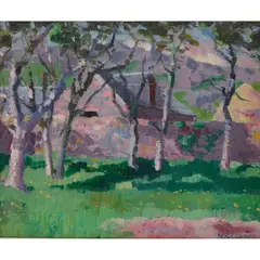 Francis Cadell, THE STEADING, c.1927, oil on board