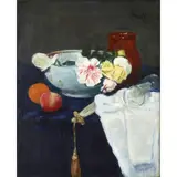 George Leslie Hunter, THE BLUE TABLECLOTH (STILL LIFE WITH TASSELLED FAN) c.1917