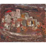 Anne Redpath, CORSICAN VILLAGE, oil on board