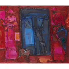 THE CARDINALS by Robin Philipson, oil on board, sold Jun 2022