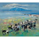 James Fullarton, CATTLE  NEAR THE SEA, oil on canvas