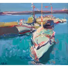 James Fullarton, STONEHAVEN HARBOUR, oil on canvas