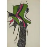 Pat Douthwaite, SCREAMING (WITH GREEN AND PINK HEADDRESS), Pastel
