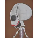 Pat Douthwaite, SKULL HEAD FIGURE, Pastel on brown paper