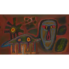 Jimoh Buraimoh, "LONELYNESS", oil and beads on board