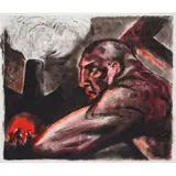 Peter Howson, STEAM AND POWER, monotype with overpaint by the artist