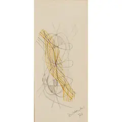 UNTITLED by Stanley William Hayter, 1970, pencil and yellow ink, sold Apr 2022