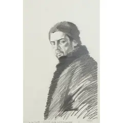 LOOKING OVER LEFT SHOULDER, 2002 by Stephen Conroy, pencil on acetate, sold Apr 2022