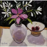 Robert Kelsey, STILL LIFE WITH CHERRIES, acrylic on canvas