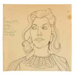 Alasdair Gray, FEMALE HEAD STUDY, ink