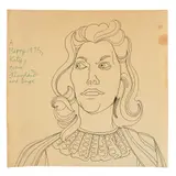Alasdair Gray, FEMALE HEAD STUDY, ink