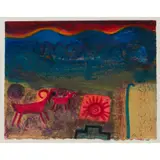 Barbara Rae, ZIA LONGHORNS, 2000, Screenprint, 93/150