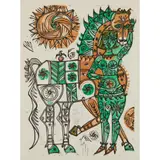 Jyoti Bhatt, DONA CON COVALLO (NAPOLI) - 1962/64, Intaglio and relief print, Artist's Proof