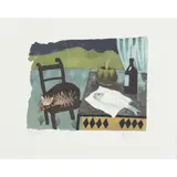 Mary Fedden, STILL LIFE WITH CAT AND FISH, Lithograph, 78/100