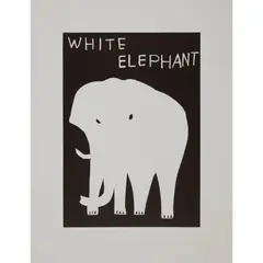 WHITE ELEPHANT by David Shrigley, 2021, Linocut, 75/100, sold Apr 2022
