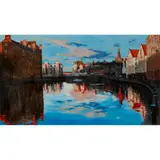 David Henderson, SUNSET ON THE SHORE, LEITH, acrylic on canvas
