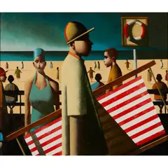 Stephen Mangan, DECKCHAIRS, oil on canvas