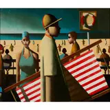 Stephen Mangan, DECKCHAIRS, oil on canvas