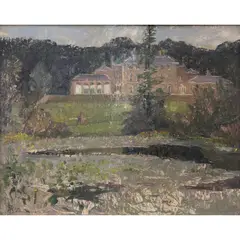 Margaret Thomas, Kenwood House From Across The Lake, 1950, oil on board