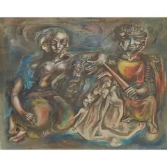 Leslie Hurry, Ceres and Bellus, 1945, ink, crayon and watercolour on paper