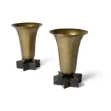 Ernest Boiceau, Pair of Vases, bronze on star shaped porphyrite bases
