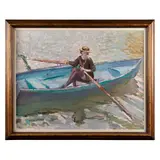 David Graham, Girl in a Boat, Regent's Park, oil on board