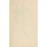 F. N. Souza, Head, 1963, green ink on paper