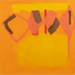 Sandra Blow, Orange / Yellow Configuration, 2002, acrylic and collage on canvas