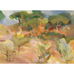 Hazel Nagl, PARASOL PINES, EVENING, mixed media