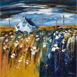 Lynn Rodgie, MOONLIT COASTAL CROFT, oil on canvas