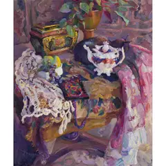 Josephine Graham, THE WHITE TEAPOT, oil on canvas