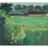 James Fullarton, FARM BUILDINGS AND WILD FLOWERS, oil on canvas